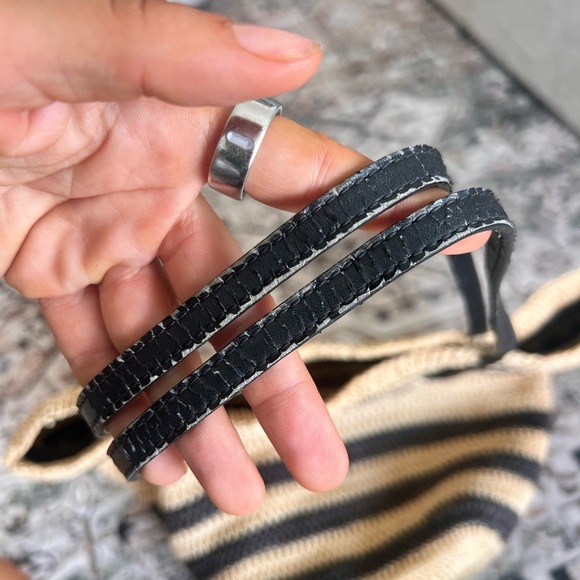 J.Crew Striped Tan and Black Women's Straw Bag - Picture 4 of 8